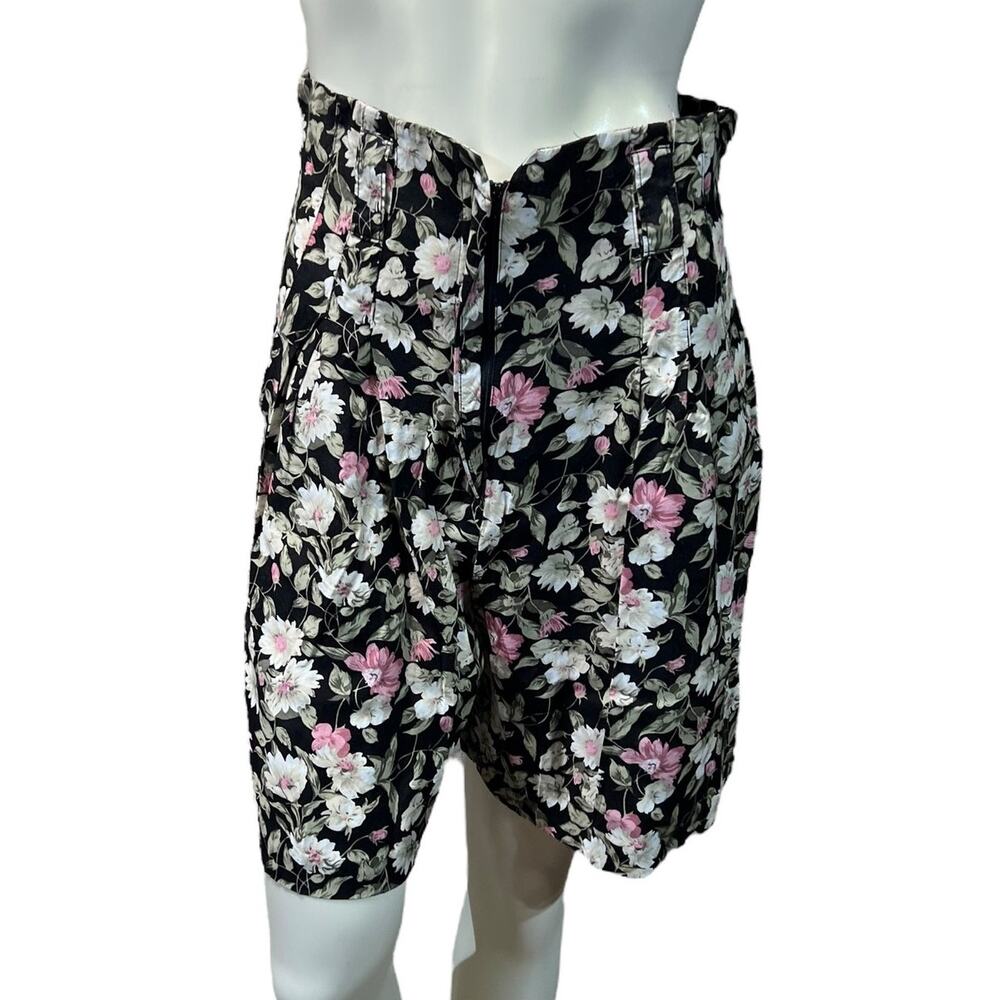 Y2K Rampage High Waisted Floral Shorts Black with Pink & White Flowers Size 7